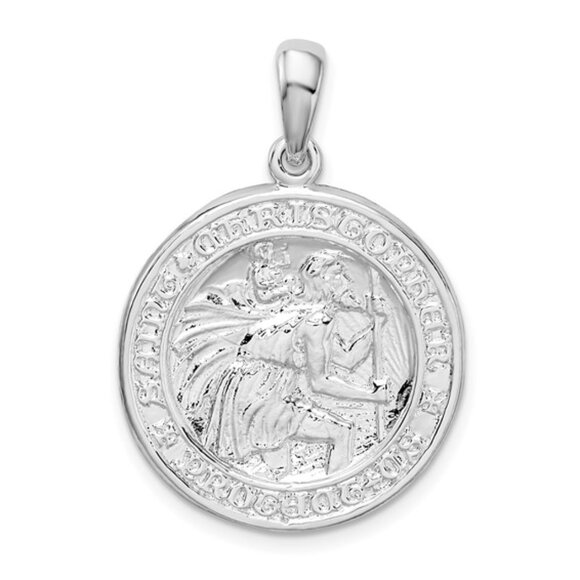 925 Sterling Silver Religious Saint Christopher Medal Necklace Charm Pendant - Picture 6 of 9
